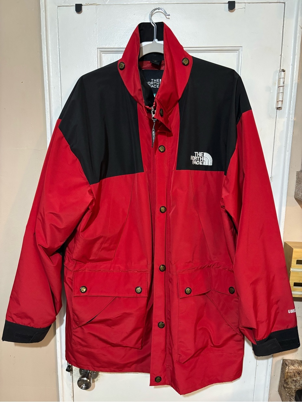 The North Face Red and Black Waterproof Shell Jacket And Hat Set Men’s.